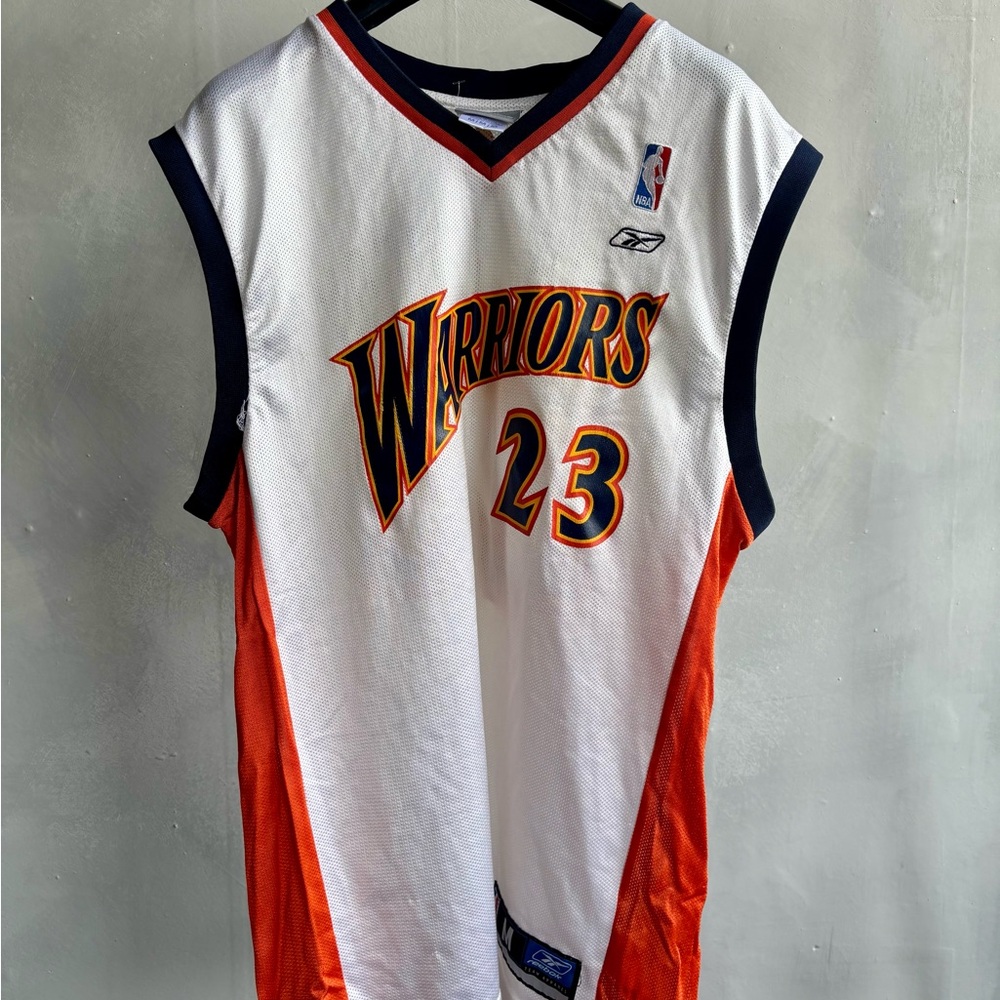 Reebok Warriors White and Orange Jersey